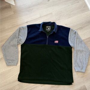 Britches Great Outdoors American Flag Colorblock Fleece Pullover Sz S